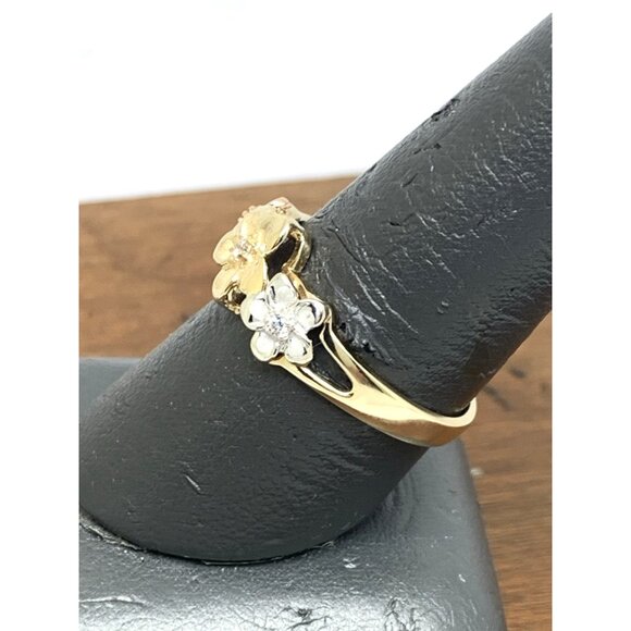 Floral Cocktail Ring 14k Yellow Gold Estate Jewelry Women's Size 9 - Picture 8 of 13